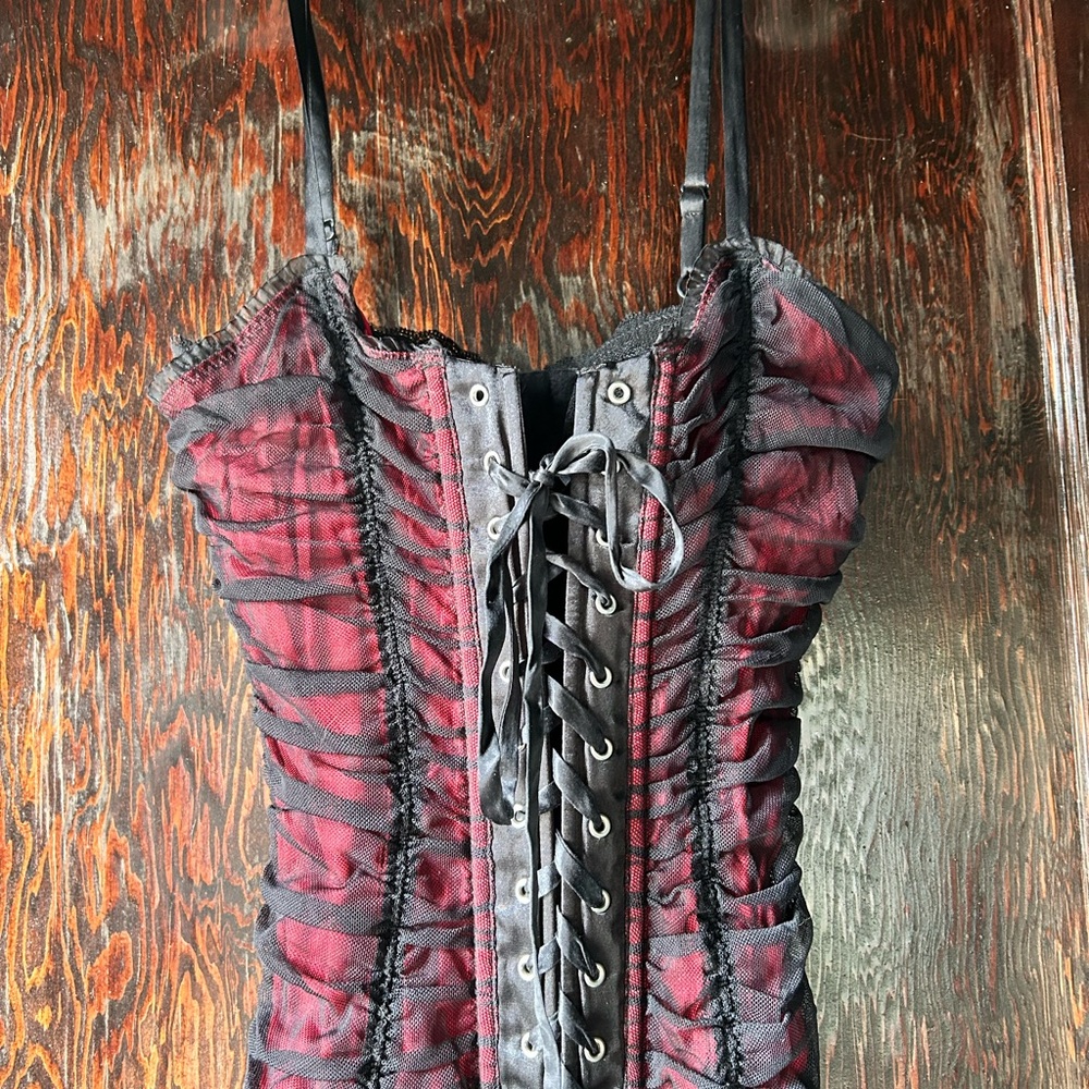 Moda International Red and Black Corset Top